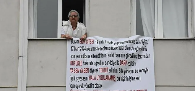 İzmir’de şiddete pankartlı tepki!  Apartman görevlisi kabusu yaşattı: Sesini böyle duyurdu