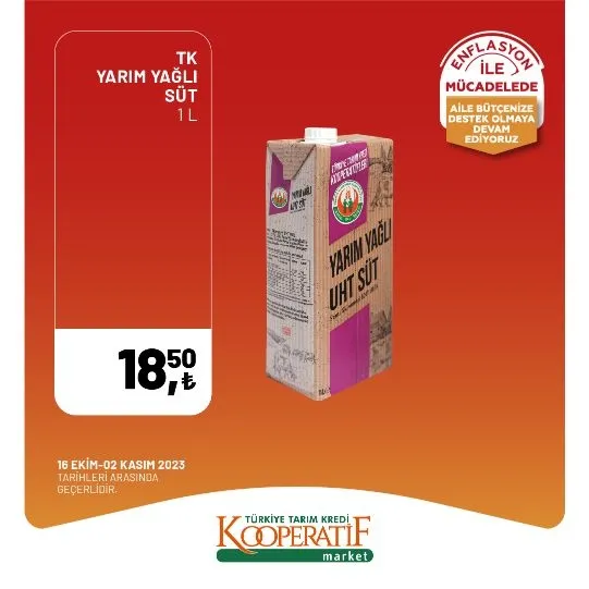Tarım Kredi Market 30 Ekim indirim kataloğu! Kuru Soğan 5,90 TL, Salatalık 9,75 TL, Limon 10,90 TL, Yerli muz 28,90 TL, Mandalina 12,50 TL satışta…