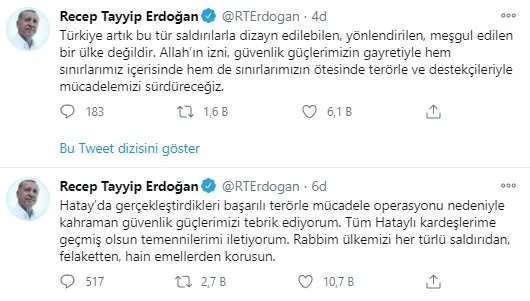 Başkan Erdoğan’dan Hatay açıklaması: Türkiye artık bu tür saldırılarla dizayn edilebilen ülke değildir