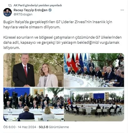 baskan-erdogandan-g7-liderler-zirvesi-mesaji-insanlik-icin-hayirlara-vesile-olsun-1718379620617.jpg Başkan Erdoğan'dan G7 Liderler Zirvesi mesajı: İnsanlık için hayırlara vesile olsun - 1