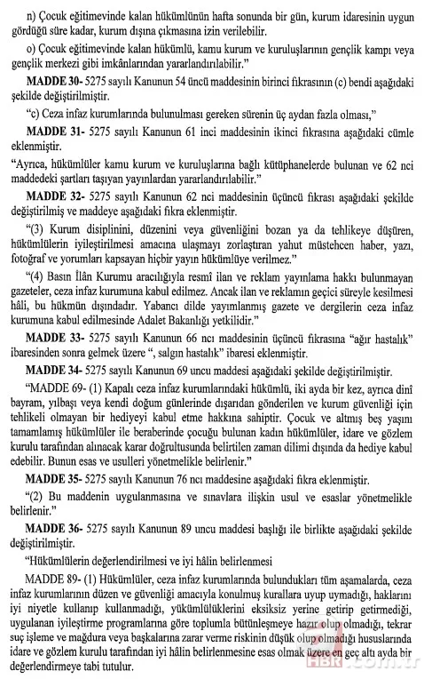 Başkan Erdoğan imzaladı infaz düzenlemesi yürürlüğe girdi 8