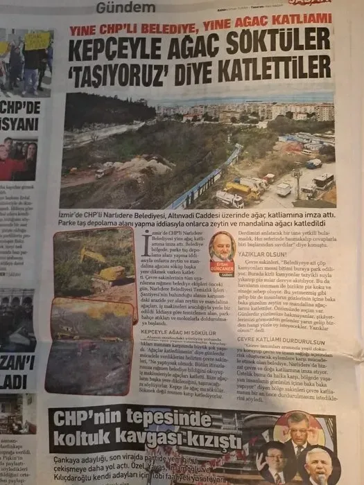 CHP’li Narlıdere Belediyesi’nden ağaç katliamı! Bakanlık olaya el koydu