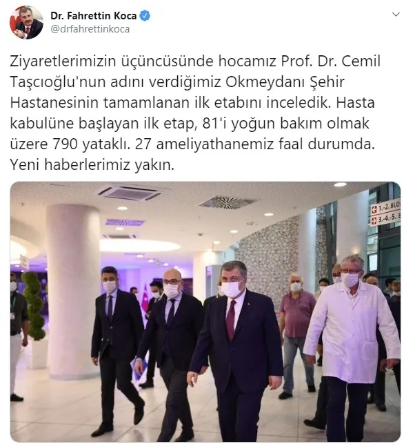 Sağlık Bakanı Fahrettin Koca’dan Prof. Dr. Cemil Taşcıoğlu Şehir Hastanesi müjdesi