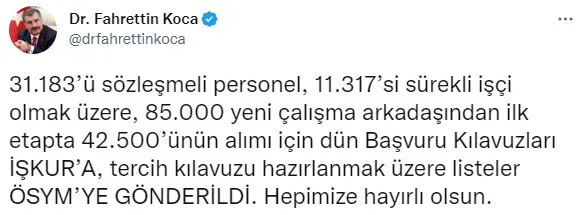 Son dakika: Sağlık Bakanı Fahrettin Koca’dan sağlık personeli alımı açıklaması! Kaç sağlık personeli alınacak?