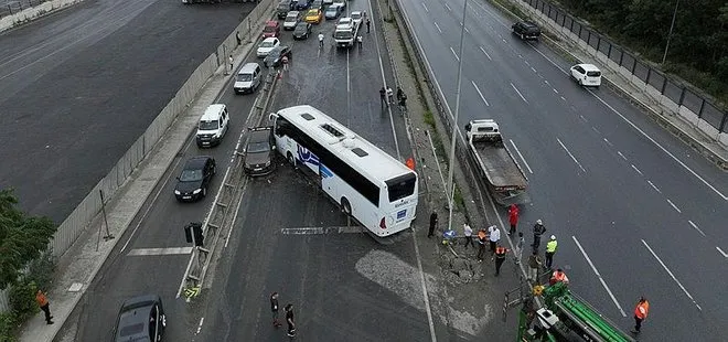 İstanbul’da ortalık savaş alanına döndü! Karşı şeride dalan yolcu otobüsü dehşet saçtı
