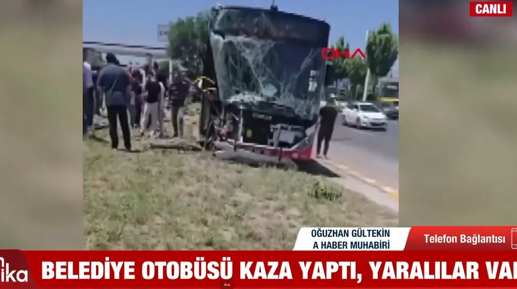 Ankara'da belediye otobüsü kaza yaptı