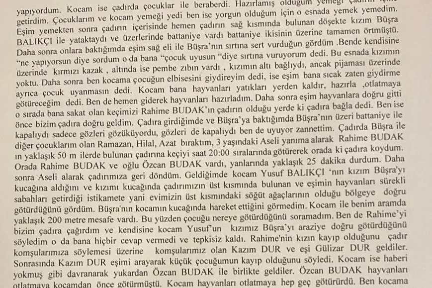 Anne Elif Balıkçı'nın ifadesindeki tutarsızlıklar dikkat çekiyor.