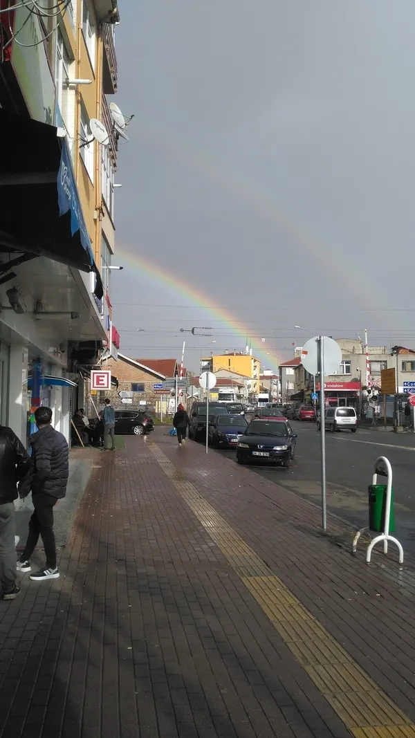 Görüntüler Tekirdağ'dan! Yağmur sonrası ortaya çıkan gökkuşağı hayran bıraktı - 2