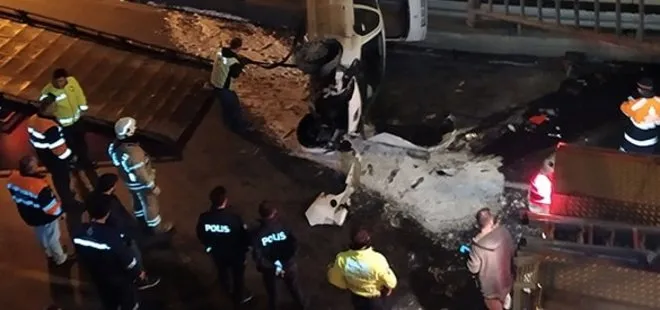 İstanbul’da otomobil alt geçide uçtu: 1 yaralı