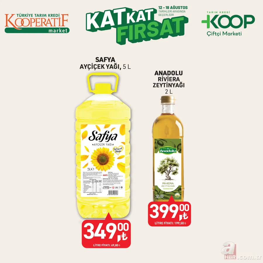 13-18 Ağustos Tarım Kredi Kooperatifi kampanyası: Zeytinyağı, tavuk baget çeşitleri, dana kıyma ve daha birçok üründe özel fiyatlar 15