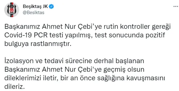 Son dakika: Beşiktaş Başkanı Ahmet Nur Çebi'nin koronavirüs testi pozitif çıktı - 1