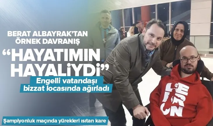 Hazine ve Maliye eski Bakanı Berat Albayrak’tan örnek davranış: Trabzonspor maçında stadyuma giremeyen engelli vatandaşı locasında ağırladı