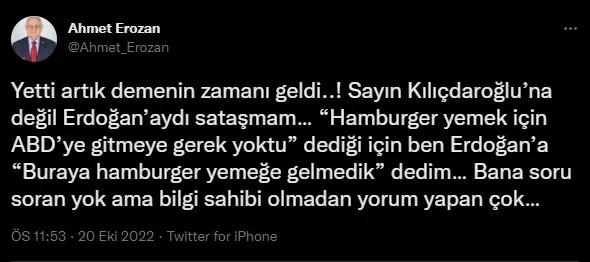 Kılıçdaroğlu’nu tiye alan İYİ Partili Erozan çark etti: Ben ona demedim