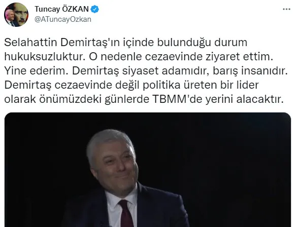 CHP’li Tuncay Özkan’dan skandal Selahattin Demirtaş açıklaması! Barış insanıdır