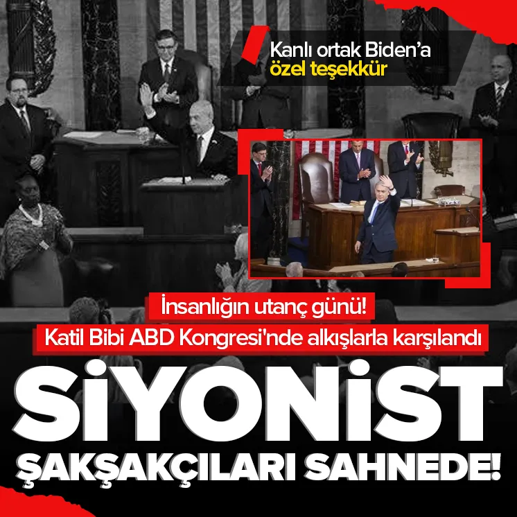 Katil Netanyahu alkışlarla karşılandı