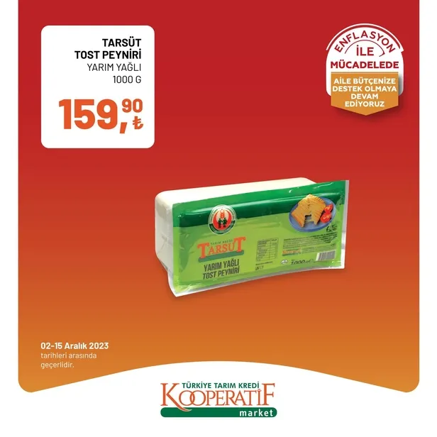 Tarım Kredi Market 11 Aralık indirim kataloğu çıktı! Dev rulo havlu, yumuşatıcı, çay, bütün piliç, tereyağı, tost peyniri, süt, beyaz peynir, pirinç ucuza satışta…