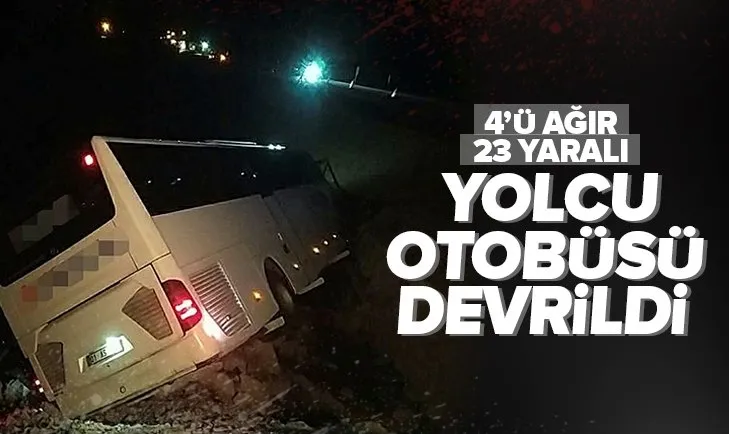 Adana’da feci kaza! Yolcu otobüsü devrildi: 4’ü ağır 23 yaralı
