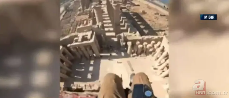 Mısır piramitlerinin üzerinde nefes kesen uçuş! Ölümden döndüğü an yürekleri ağza getirdi 4