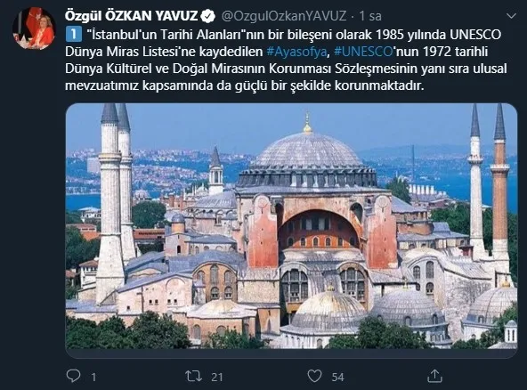 Kültür ve Turizm Bakan Yardımcısı Yavuz’dan UNESCO'ya madde madde Ayasofya cevabı - 1