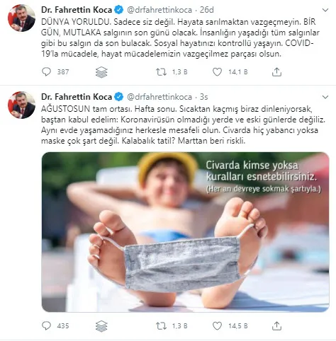 Son dakika: Sağlık Bakanı Fahrettin Koca bu kareyle uyardı: Marttan beri riskli