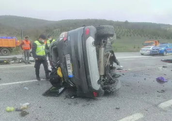 Bilecik'te feci kaza! Kontrolden çıkan otomobil devrildi
