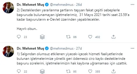 Son dakika: Ticaret Bakanı Mehmet Muş'tan esnafa müjde! Ciro kaybı desteklerine başvuru süresi uzatıldı - 1