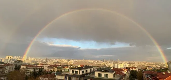 Görüntüler İstanbul’dan! Gökkuşağı görenleri hayran bıraktı