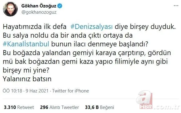 CHP’nin trol şarkıcısı Gökhan Özoğuz’dan akıllara durgunluk veren ’deniz salyası’ yorumu! Vatandaş böyle ti’ye aldı: Musilaj bile senden daha akıllı