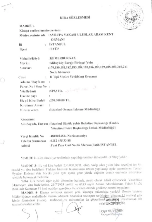 Orman Genel Müdürlüğü, Kemerburgaz Kent Ormanı’nı 2012’de İBB’ye kiralamış! İşte belgesi