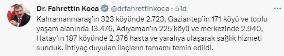 1676576936980.jpg Bakan Fahrettin Koca'dan deprem bölgesindeki sağlık hizmetlerine dair açıklama - 1