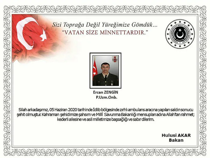 Bakan Akar'dan İdlib şehidi için başsağlığı mesajı - 1