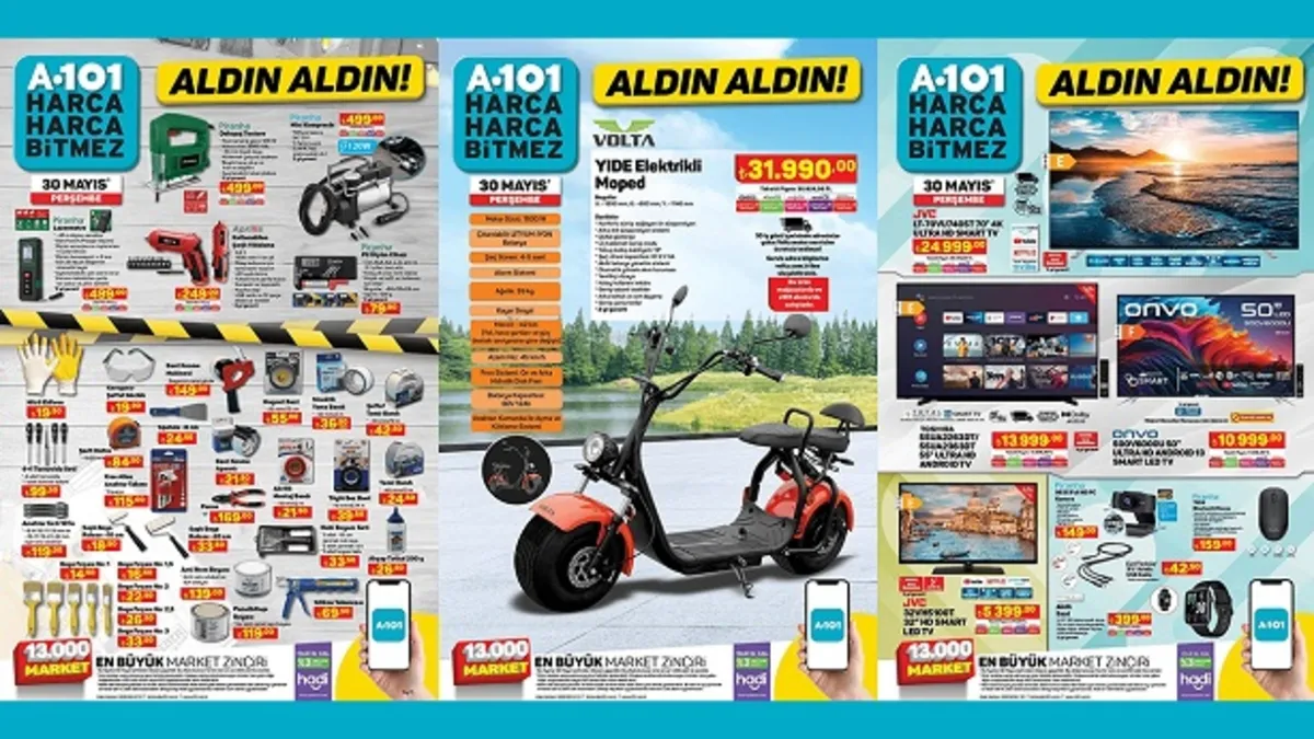 A101 1 Haziran aktüel kataloğu yayınlandı! A101’de 32’li tuvalet kağıdı 129,00 TL, 10 KG toz deterjan 289,00 TL, 100’lü Sleepy bebek bezi 329,00 TL’den satışta
