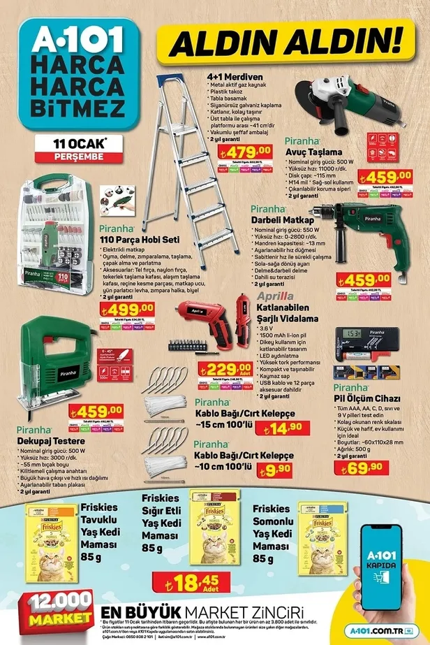 12 Ocak A101 aktüel ürünler kataloğu yayınlandı! A101’de Dik süpürge, akıllı TV ve saat, kablosuz kulaklık ve daha yüzlerce ürün ucuza satılacak