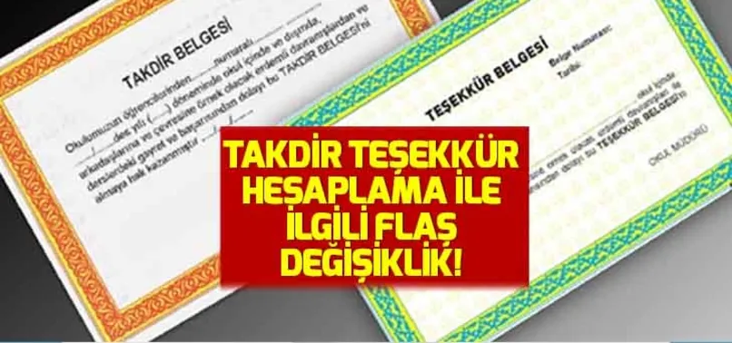 Takdir teşekkür ile ilgili flaş değişiklik! E-okul takdir teşekkür hesaplama nasıl yapılır?