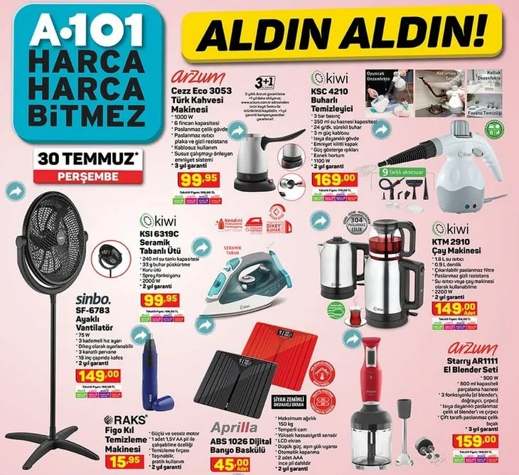 A101 Aktuel 30 Temmuz 2020 Katalogu Buharli Temizleyici Askili Salincak Dikkat Cekiyor Iste Guncel Liste