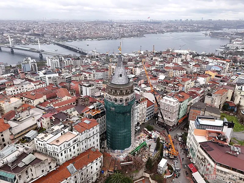 A Haber drone kamerası havadan görüntüledi! Galata Kulesi restorasyonda 16
