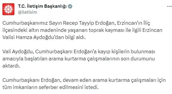 Erzincan’da maden faciasında heyelan | Bakan Yerlikaya son durumu açıkladı