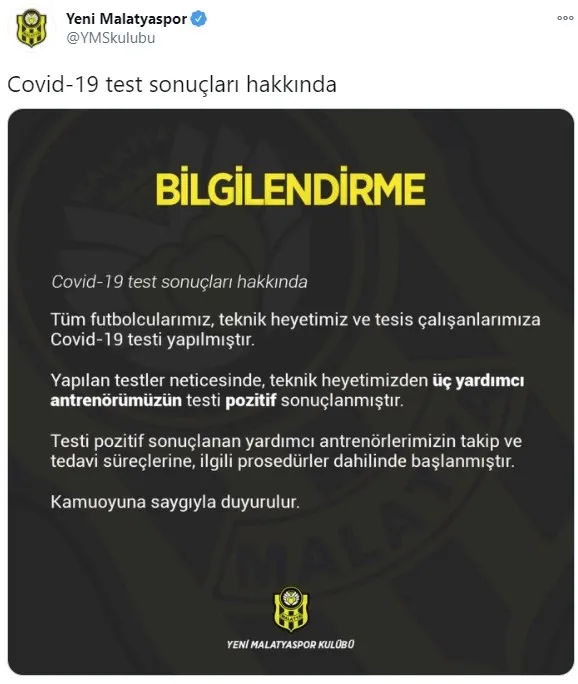 Yeni Malatyaspor'da koronavirüs şoku - 1
