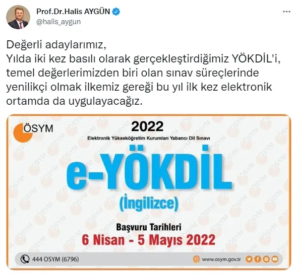ÖSYM'den YÖKDİL kararı - 1