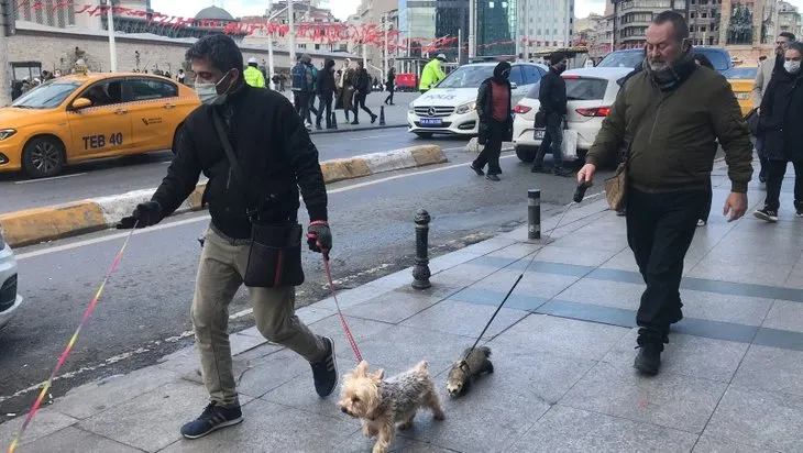 Taksim Meydanı’nda görenleri şaşırtan olay! Arkadaşı köpek gezdirirken o bakın ne ile dolaştı