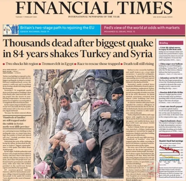 Dünya basını Kahramanmaraş depremi için Asrın felaketi dedi! İşte o manşetler