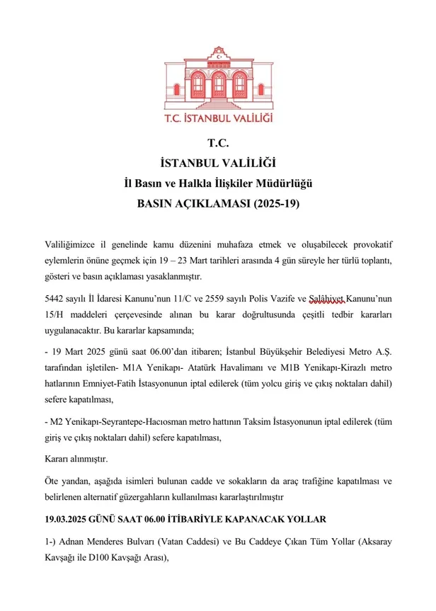 vatan-caddesi-trafige-kapandi-mi-19-mart-hangi-yollar-kapali-iste-alternatif-guzergahlar-1742369296783.jpg İstanbul Valiliği tarafından yapılan duyuru (X)