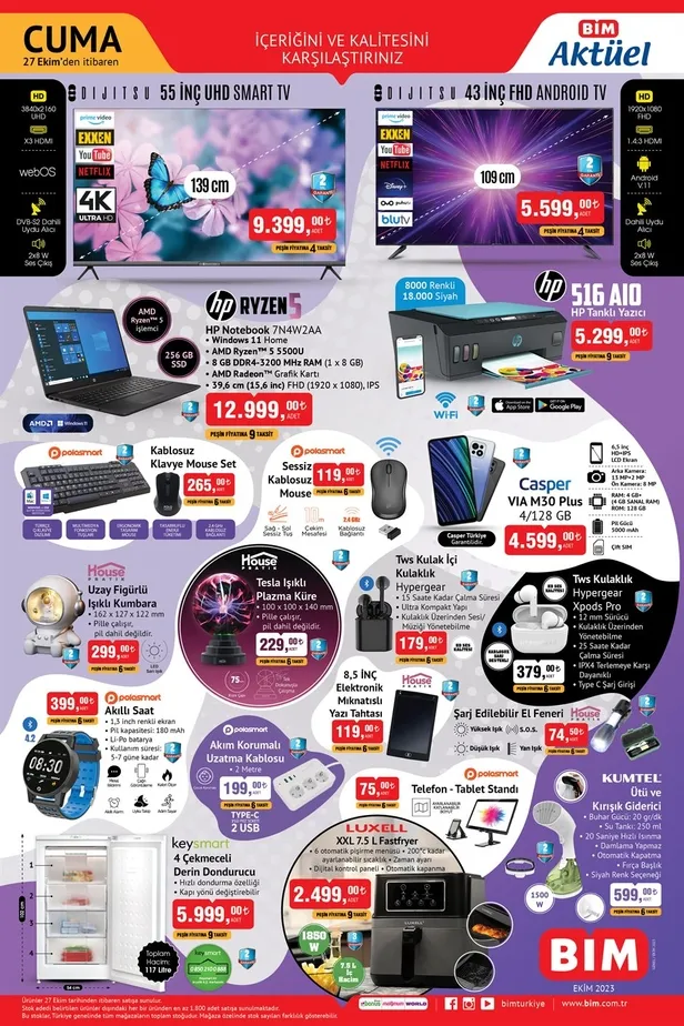 30 Ekim BİM aktüel ürünler kataloğu! BİM 299 TL’ye tek kişilik yorgan, 2.499 TL’ye 7,5 L airfrayer, 175 TL’ye çift kişilik battaniye, 79 TL’ye masa örtüsü satıyor