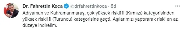 Son dakika: Sağlık Bakanı Fahrettin Koca duyurdu! 2 il daha kırmızıdan turuncuya dönüştü - 1