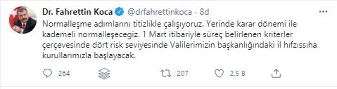 Son dakika: Sağlık Bakanı Fahrettin Koca’dan kademeli normalleşme açıklaması