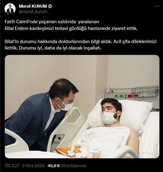 AK Parti İstanbul adayı Murat Kurum, Fatih Camii İmamı Galip Usta’yı ziyaret etti! Başkan Erdoğan’dan geçmiş olsun telefonu