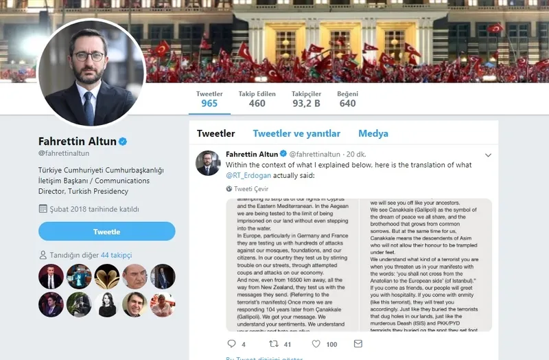 Son dakika... Fahrettin Altun'dan Yeni Zelanda'daki terör saldırısıyla ilgili açıklama - 1