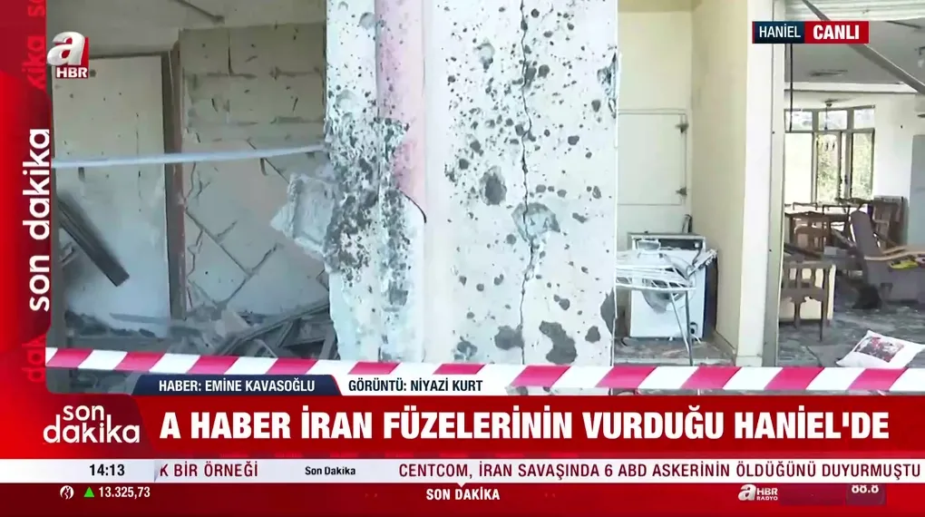 A Haber İran füzelerinin vurduğu Haniel'de