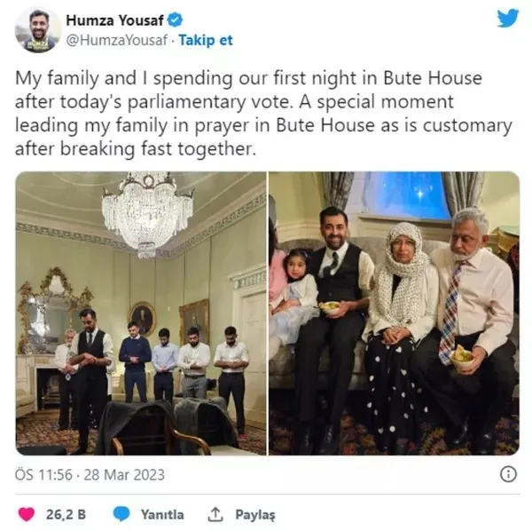 Hamza Yusuf İskoçya’nın ilk Müslüman başbakanı oldu! Resmi konuttaki ilk gününde namaz kıldırdı o anları paylaştı