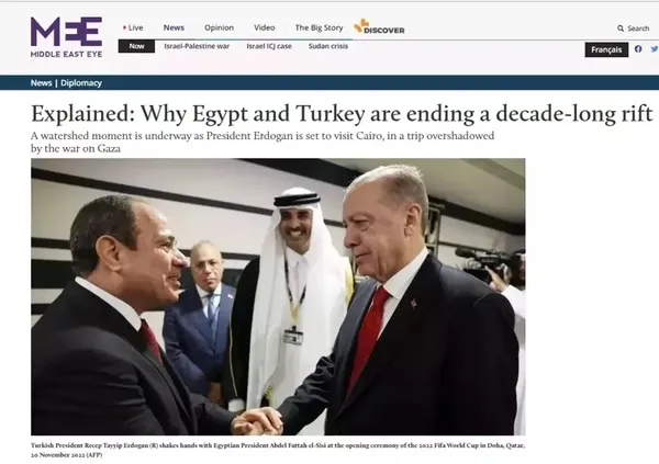 1707923586000.jpeg Başkan Erdoğan'ın Mısır ziyareti dünya basınında geniş yankı buldu! Uluslararası ajanslar Kahire'ye iniş anını 'son dakika' olarak geçti! "Tarihi el sıkışma" - 3